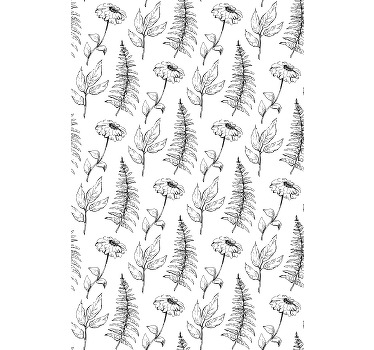 Estores enrollable flores diseño floral en blanco y negro - TenVinilo