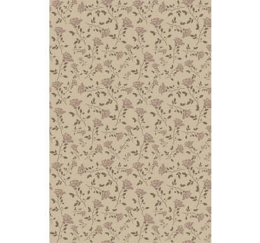 Brun vintage rosmönster blommor rullgardin - Tenstickers