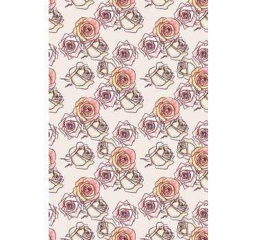 玫瑰图案英式花卉植物卷簾 - TenStickers