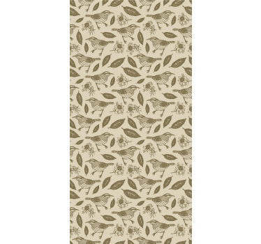 Store enrouleur salon beige oiseaux et plantes - TenStickers