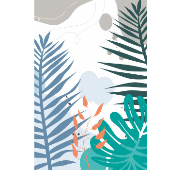 Rulou geam flori și plante frunze mari tropicale - TenStickers