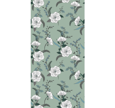 Magnolia blommönster Rullgardin blommor och växter - Tenstickers