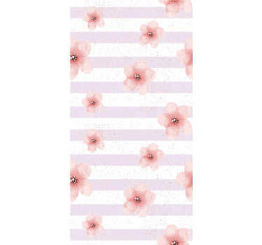 Cortina roller flores rayas florales rosas - TenVinilo