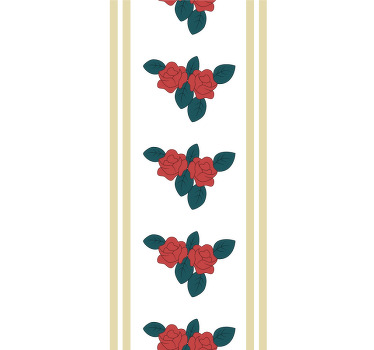 Cortina roller floral patrón de rosas con hojas - TenVinilo