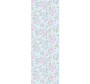 Subtilt botaniskt motiv Rullgardin blommor och växter - Tenstickers