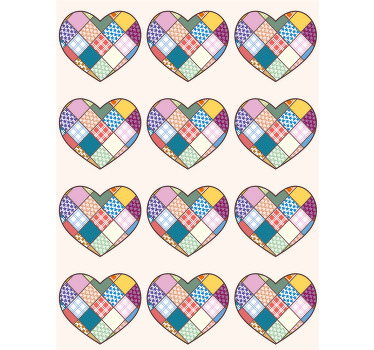 Patchwork renkli kalp desen Stor perde - TenStickers
