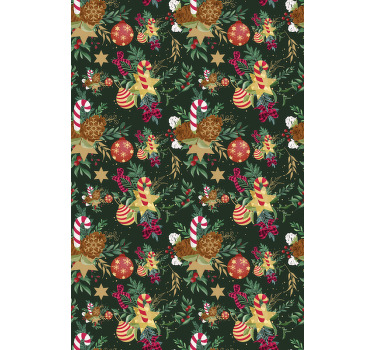 Cortina roller floral elementos de dulces festivos - TenVinilo