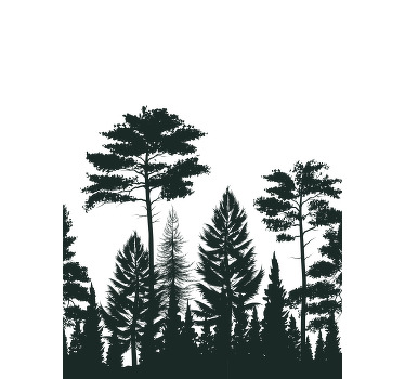 Toile fenêtre arbre scène de forêt en silhouette - TenStickers