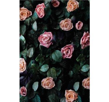 Estore de rolo florais padrão de rosas realistas - TenStickers
