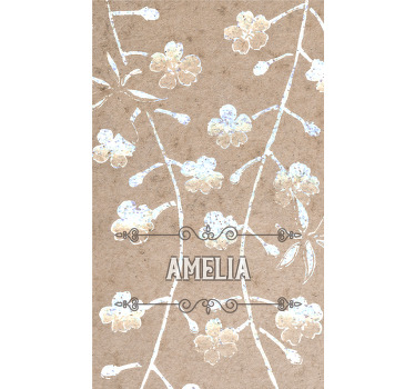 Store enrouleur couple motif floral beige avec nom - TenStickers