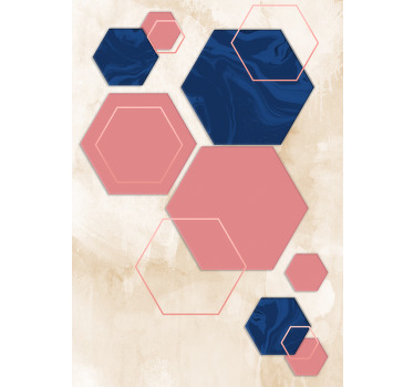 Pastel hexagons geometric art Living room blind - TenStickers
