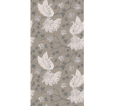 Estor enrollable elegante diseño de cisnes beige - TenVinilo