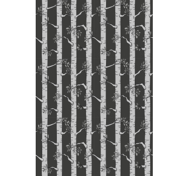 Březový černý a šedý vzor Roleta stromy - TenStickers