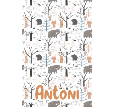 Estor enrollable infantil animales nórdicos con nombre - TenVinilo