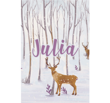 Rollo Fenster Kinderzimmer hirsch im schnee mit namen - TenStickers