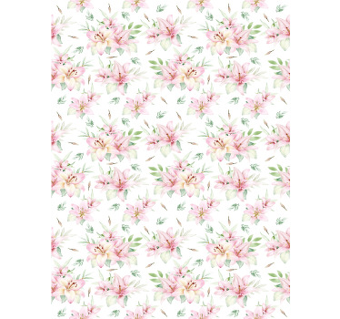 Rosa akvarell lilja blommönster blomma rullgardin - Tenstickers