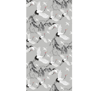 Cortina roller animales elegantes grúas y picos - TenVinilo