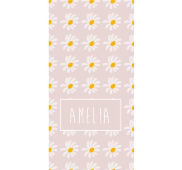 Store enrouleur chambre enfant marguerite florale avec nom - TenStickers