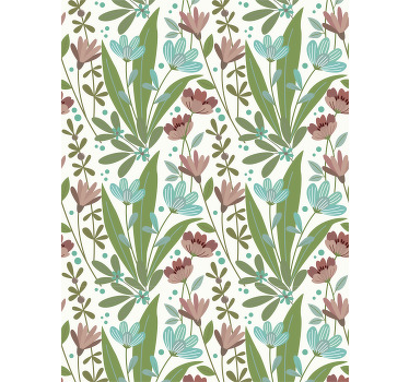 Blommiga bladmönster Rullgardin blommor och växter - Tenstickers