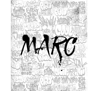 Graffiti black and white with name window shade - TenStickers