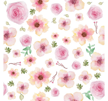Store enrouleur salon motif de fleurs roses - TenStickers