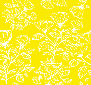 Store enrouleur salon motif jaune fleurs blanches - TenStickers