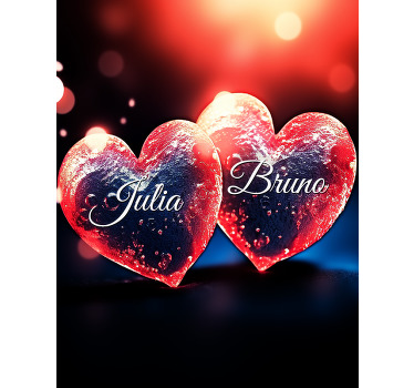 Store enrouleur salon personnalisable coeurs avec nom - TenStickers