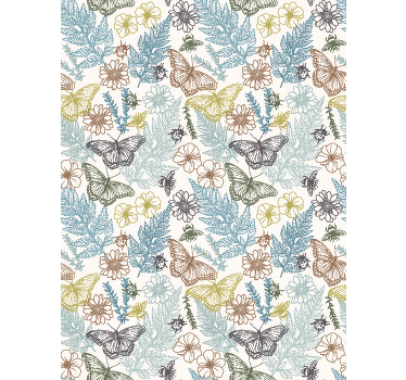 Blomstersommerfugle rullegardin - TenStickers