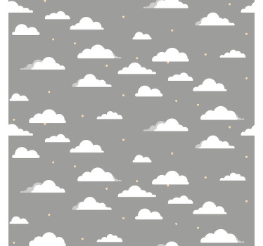 Gri desen bulutlar stor perde - TenStickers