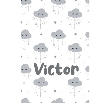 Persiana enrollable nubes patrón gris personalizado - TenVinilo