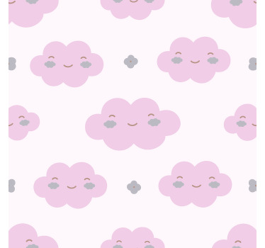 Pembe çocuk deseni bulutlar stor perde - TenStickers