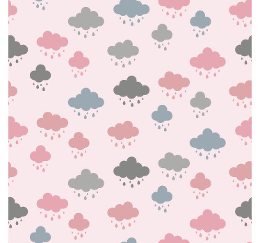 Pembe ve gri yağmur bulutlar stor perde - TenStickers