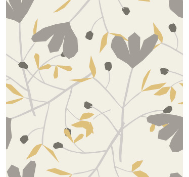 Grå og gule blomster Skandinaviske rullegardiner - TenStickers