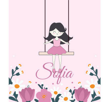 Estor enrollable personalizable chica en un columpio - TenVinilo