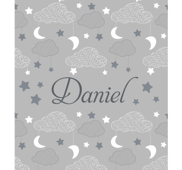 Store enrouleur personnalisé nuages étoilés gris - TenStickers