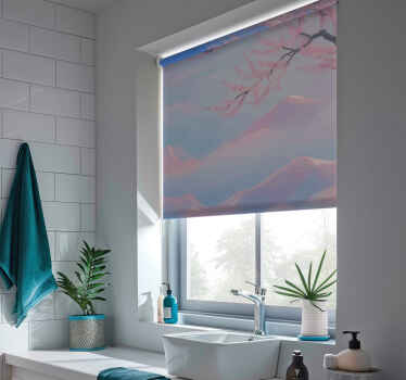 Zen cherry tree flowers branch bathroom roller blind - TenStickers