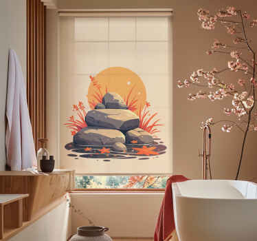 Stones on water bathroom window blind - TenStickers