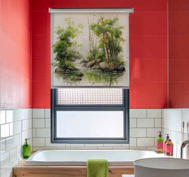 Zen bamboos and water fountain bathroom window blind - TenStickers