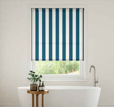 Azure blue stripes bathroom window blind - TenStickers