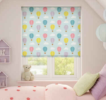Blue hot air balloons children room roller blind - TenStickers