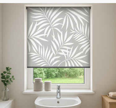 Grey elegant leaves bathroom window blind - TenStickers