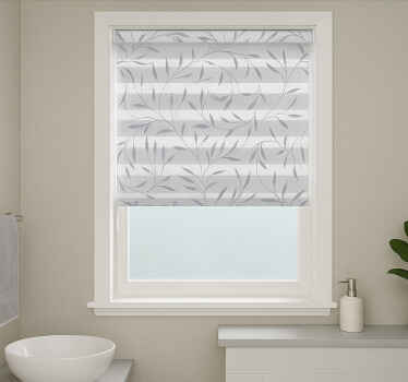 White and grey plants bathroom window blind - TenStickers