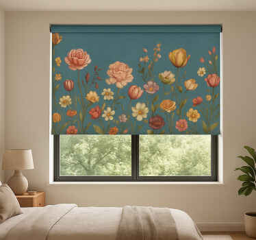 Store enrouleur chambre couple prairie fleurie terreuse - TenStickers