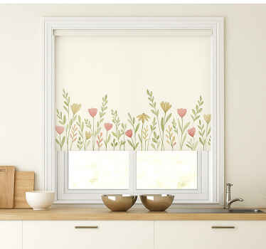 Field Flowers Border kitchen roller blind - TenStickers