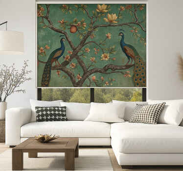 Store enrouleur salon tapisserie de paon ornée - TenStickers