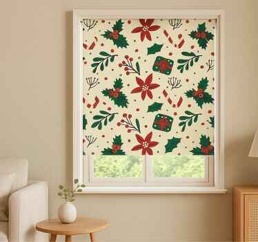 Store enrouleur salon forêt d'ornements rouges - TenStickers