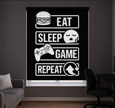 Store enrouleur geek jeu manger dormir répéter - TenStickers