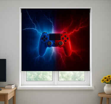 Store enrouleur geek contrôleur électrique rouge bleu - TenStickers