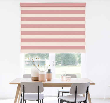 Roze strepenpatroon rolgordijn eetkamer - TenStickers