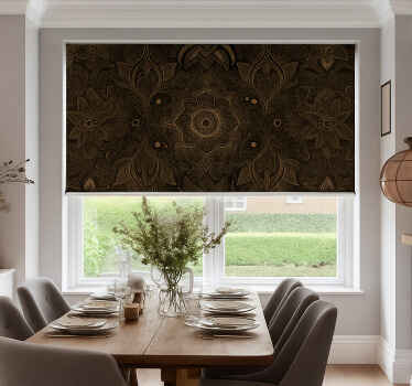 Zwart-gouden mandala eetkamer rolgordijn - TenStickers